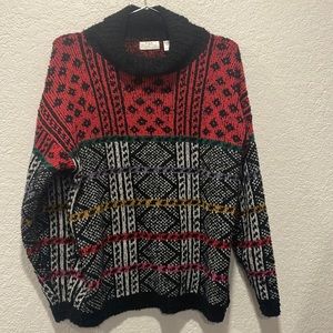 F.S.A collection Colorful Stripes on Black Pullover Sweater Size small